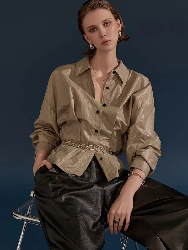 Super Sale S566 Glossy Pintuck Shirt
