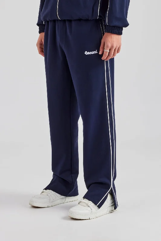 Piping Split Hem Trouser - Navy