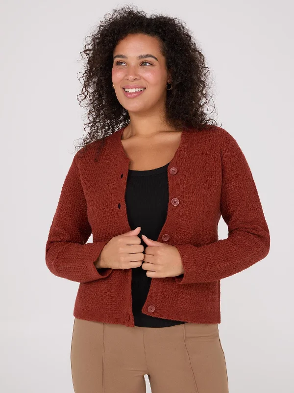 Exclusive Savings Basketweave Button-Front Cardigan