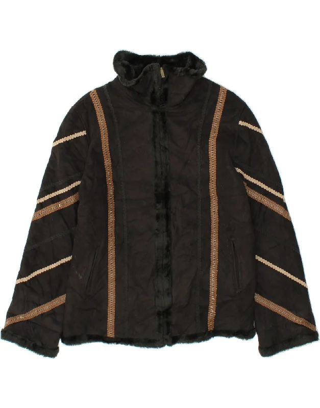 Super Sale LONDON FOG Womens Sherpa Jacket UK 16 Large Brown