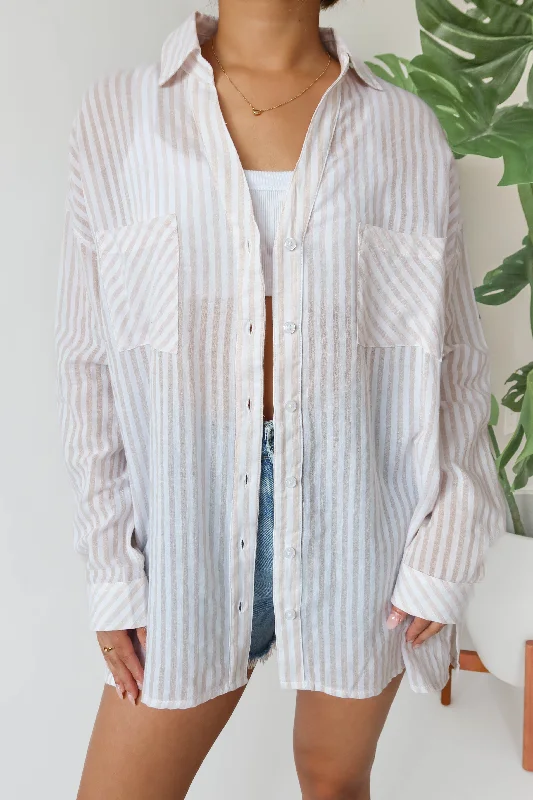 Time-Limited Offer Coastlines Button Down in Beige