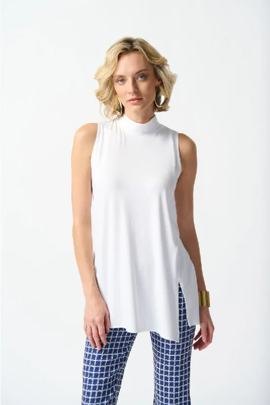 Celebrate the Weekend with Discounts Joseph Ribkoff Mock Neck Sleeveless Side Slit Tunic Top 242182