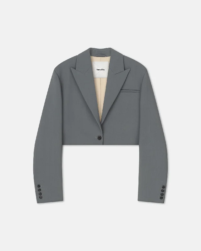 Deal of the Week Aidula - Cropped Blazer - Steel Blue