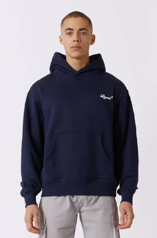 SCRIPT LOGO PUFF PRINT HOODIE - DEEP NAVY