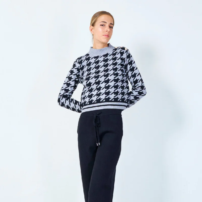 Weekend Discounts Worth Grabbing Stylish houndstooth knit sweater wholesale