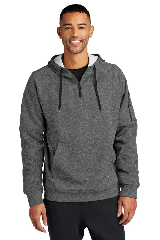 Nike Mens Therma-Fit Fleece 1/4 Zip Hooded Sweatshirt Hoodie w/ Pouch Pocket - Heather Charcoal Grey - New