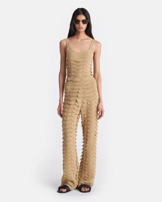 Quick Sale Polina - Textured Cotton-Blend Bodysuit - Camel