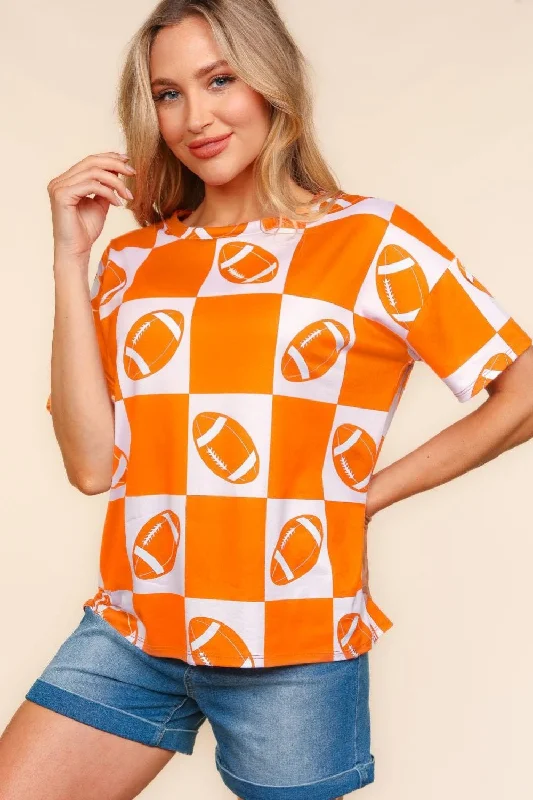 New Arrival Haptics Football Checkered Print Short Sleeve T-Shirt