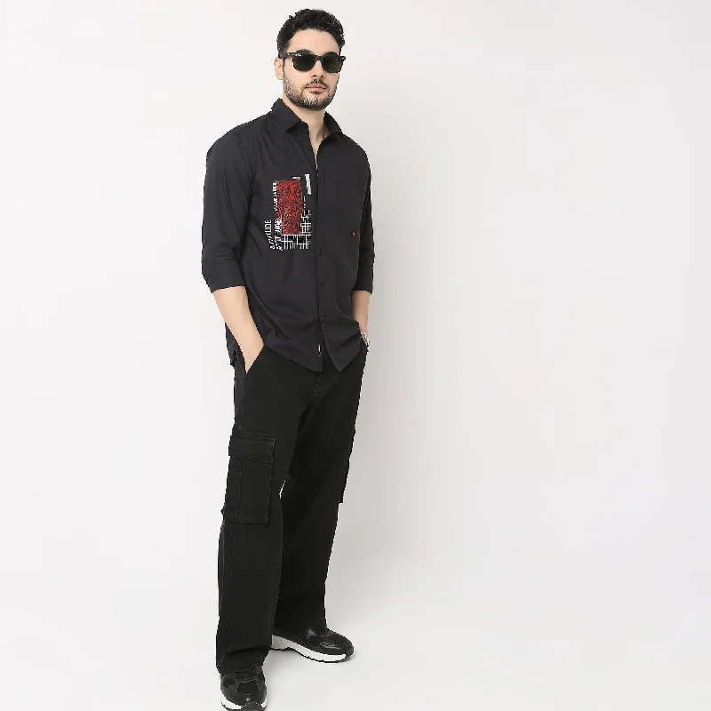 Alpha™ Shirt - Cool Graphic Printed Black Shirt - Soft 100% Cotton - Regular Fit