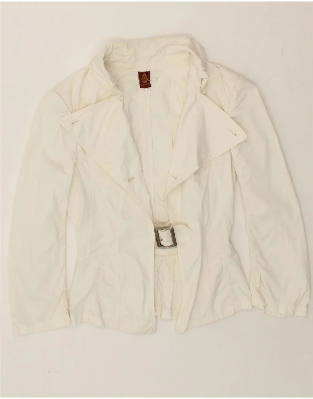 Big Deal DONDUP Womens 3/4 Sleeve Blazer Jacket IT 40 Small Off White Cotton