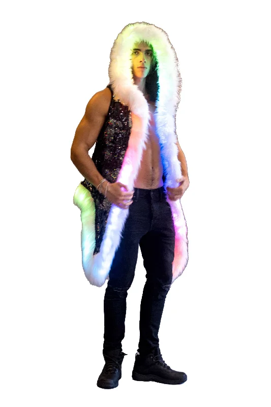 Men's LED Sequin Vest in "Silver Hologram-Black"