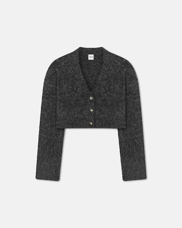 Special Price Henny - Cropped Brushed-Alpaca Cardigan - Charcoal