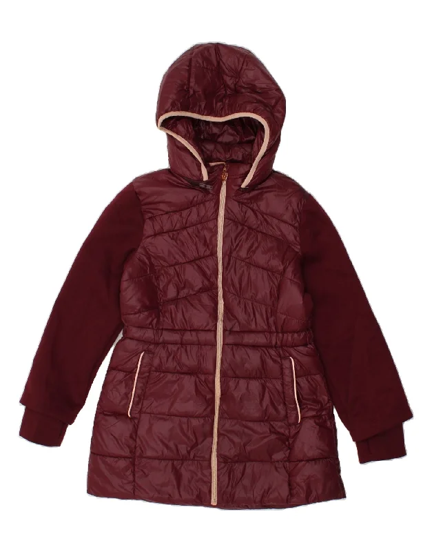 Big Savings MICHAEL KORS Womens Hooded Padded Jacket UK 14 Large Burgundy Nylon