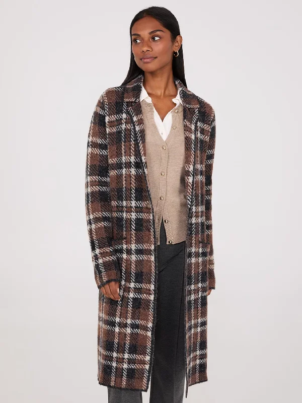 Best Seller Plaid Jacquard Notch Collar One-Button Duster