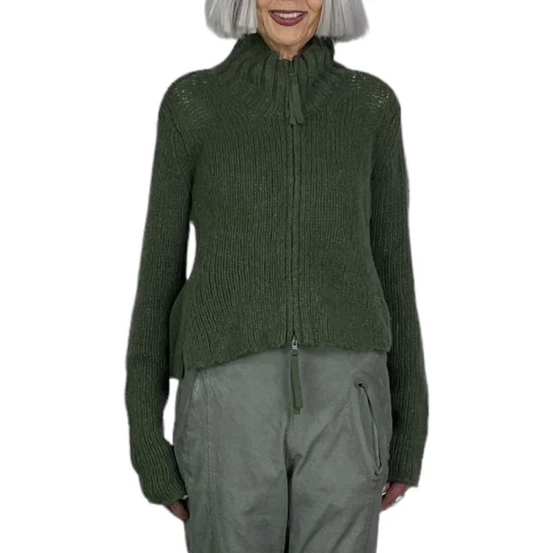 Massive Deal SHORT RIB NECK ZIP CARDIGAN