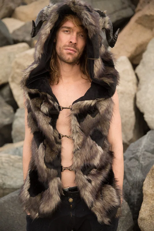 Men's Horned Viking Vest in "Bandersnatch"