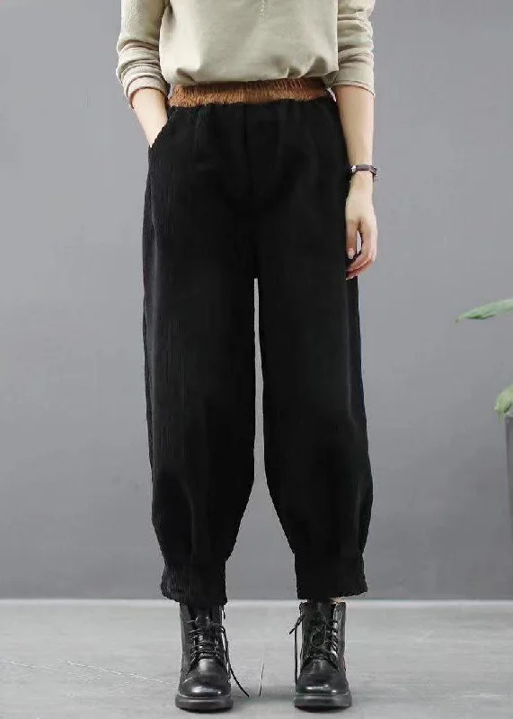 Weekend Deals That Amaze Handmade Black Casual Pockets Thick Harem Fall Pants