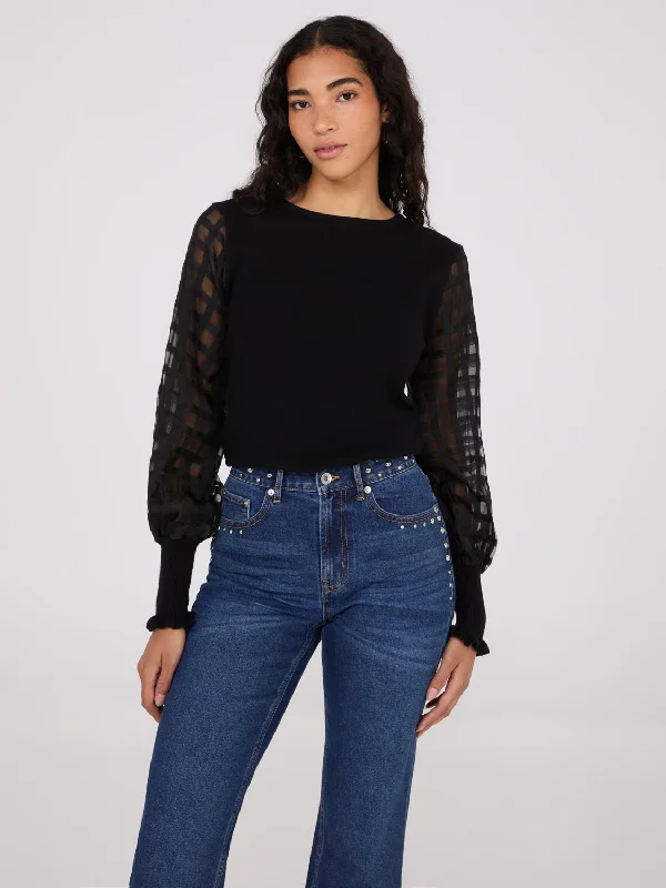 Lowest Price Chiffon Balloon Sleeve Top