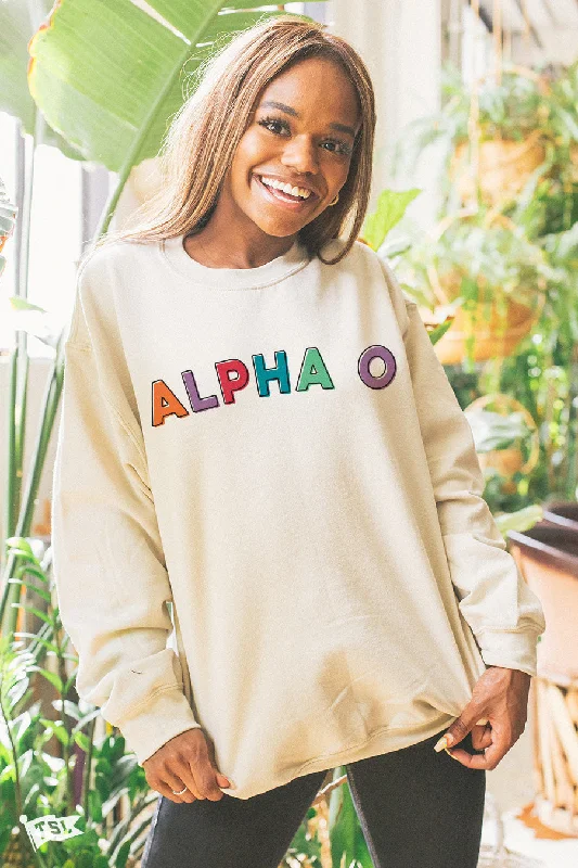 Doorbuster Deal Alpha Omicron Pi Stencil Crewneck