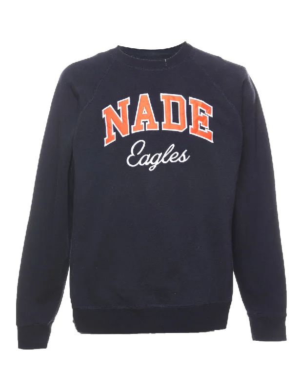 Weekend Price Cuts Galore Embroidered Nade Eagles Navy & Orange Sweatshirt - M