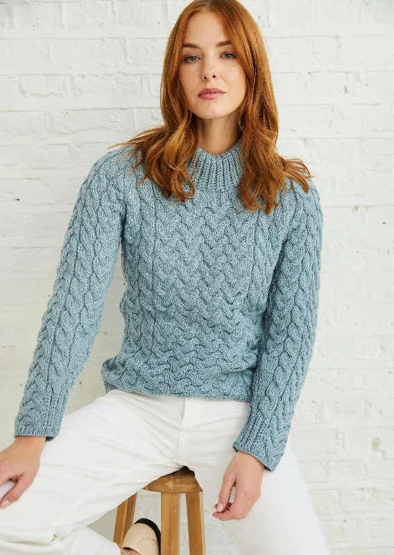 Bonus Savings Aran Crew Neck Sweater | Mist Marl