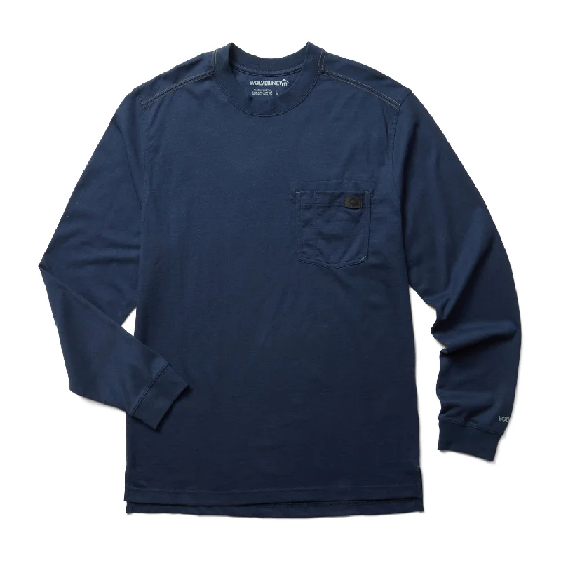 Wolverine Mens Navy 100% Cotton L/S Guardian Tee