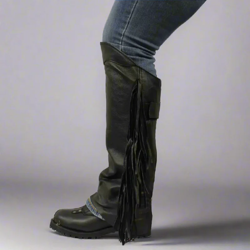 Weekend Special Open Road Women's Side Fringe Leather Half Chaps