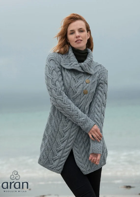 Daily Deals Aran 3 Buttoned Longline Cardigan | Ocean Grey