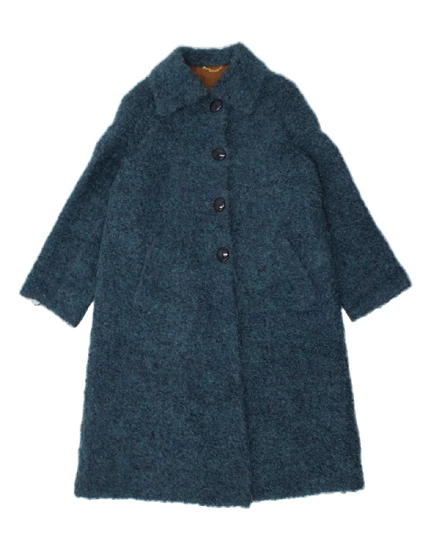 Value Pack PIACENZA Womens Overcoat UK 10 Small Navy Blue Wool