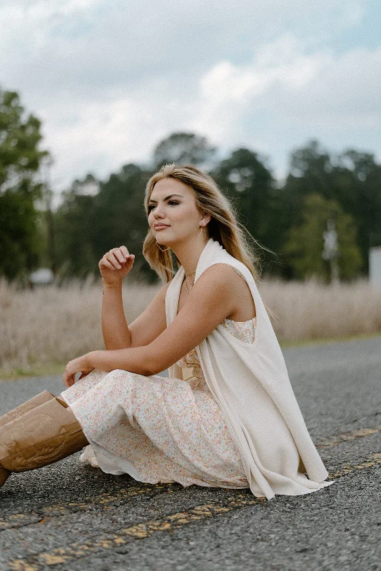 Price Drop Alert Beige Knit Sleeveless Cardigan
