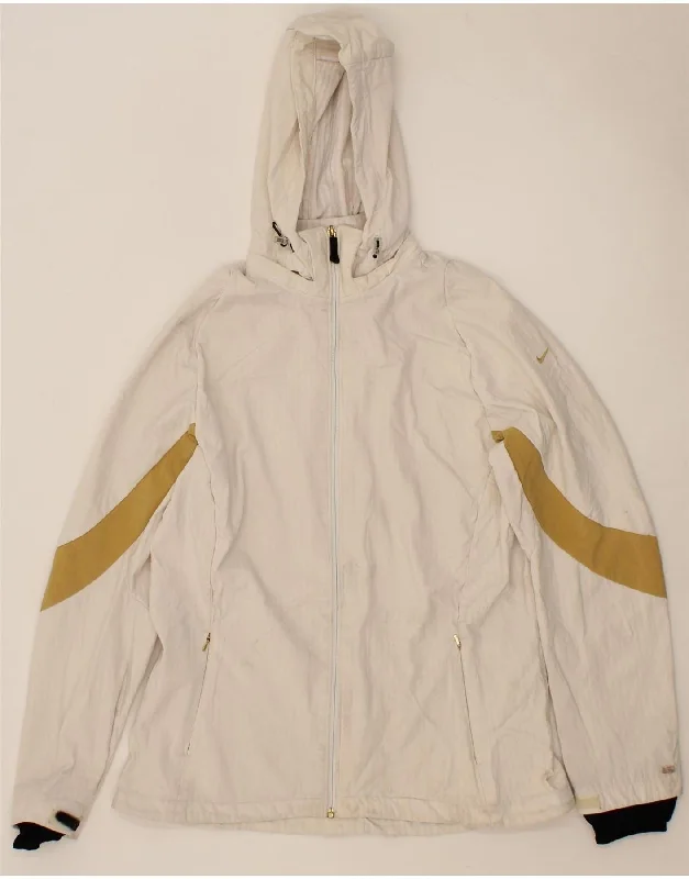 Final Offer NIKE Womens Hooded Windbreaker Jacket US 16/18 XL Off White Colourblock