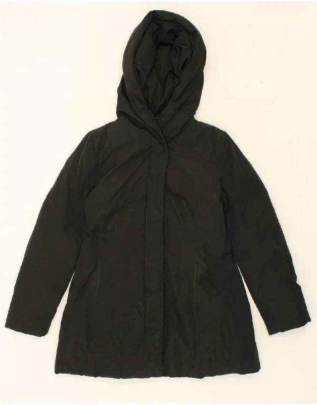 Final Markdown STEFANEL Womens Hooded Padded Coat UK 16 Large Black Polyester