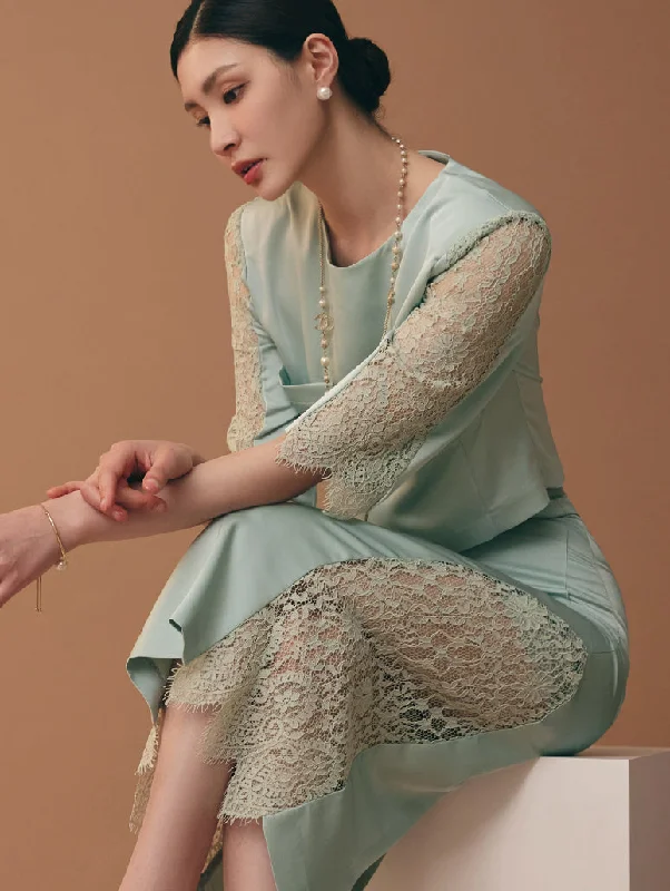 Special Promotion B2835 Satin Lace Crop Blouse