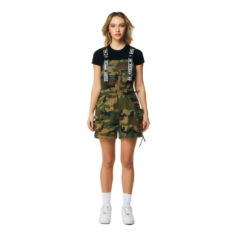 Take Advantage Utility Overall Shorts - Wood Camo
