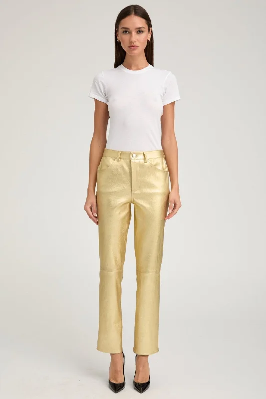 Today’s Special Metallic Gold Leather 5 Pocket Slim Straight