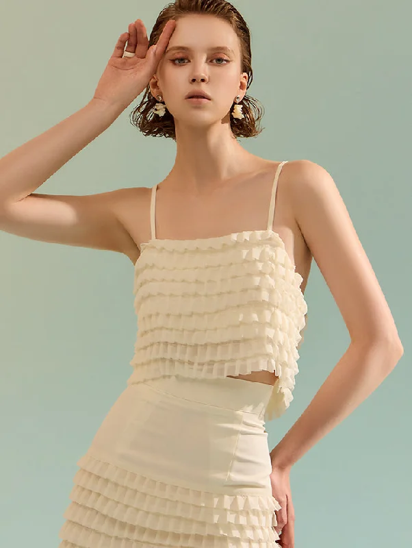 Your Weekend, Your Savings B9156 Tiered Frill Sleeveless Blouse