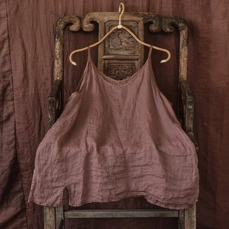 Deal Frenzy Summer Loose Linen Pleated Retro Vest