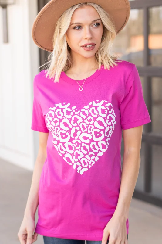 New Deals Leopard Love Berry Pink Graphic Tee