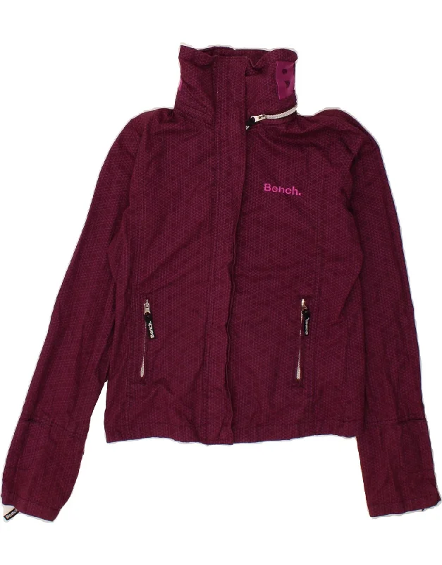 Weekend Offers That Amaze BENCH Womens Graphic Hooded Windbreaker Jacket UK 14 Medium Burgundy
