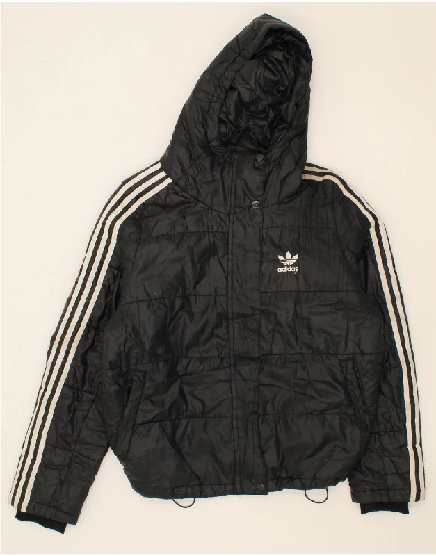 Weekend Offers That Thrill ADIDAS Womens Hooded Windbreaker Jacket UK 12 Medium Black Polyester