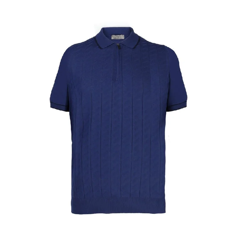 McKINNON & CO X FERRANTE Cotton Zip Short Sleeve Polo NAVY