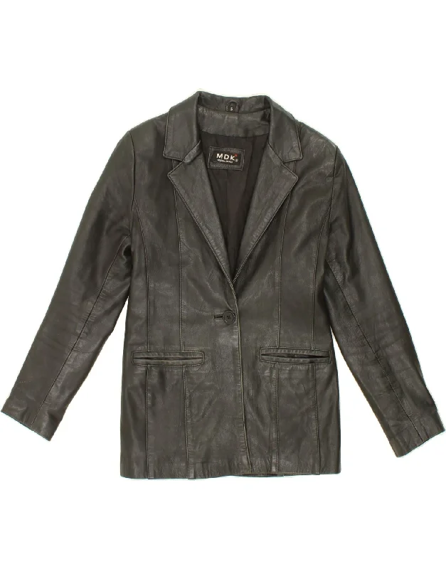Weekend Shopping Bliss VINTAGE Womens Leather Jacket UK 10 Small Black Leather