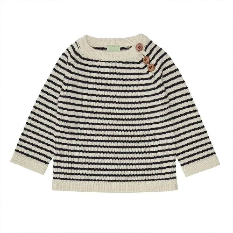 Reduced Prices Merino Baby Sweater - Ecru/Dark Navy