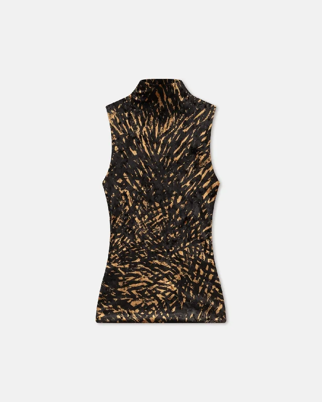 Weekend Bargains Just for You Annyka - Printed Crushed-Velvet Top - Fur Stroke Animal