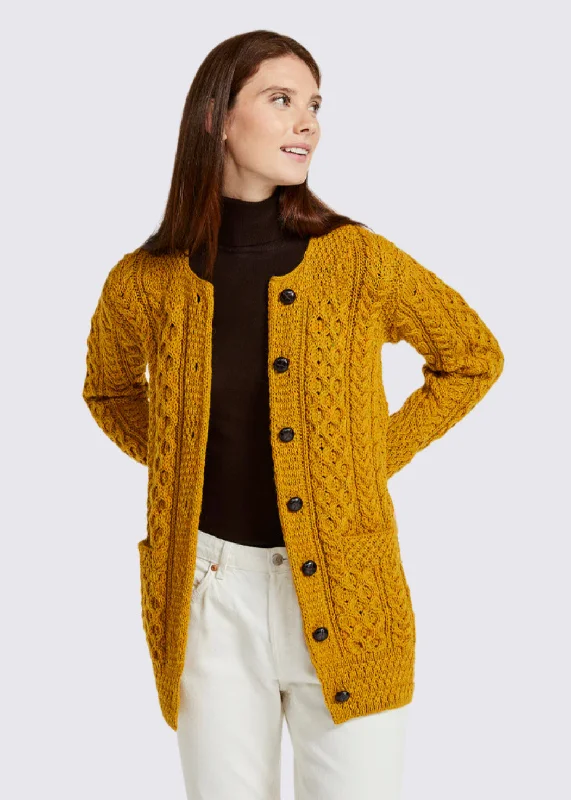 Weekend Discounts to Love Basket Weave Aran Cardigan | Mustard