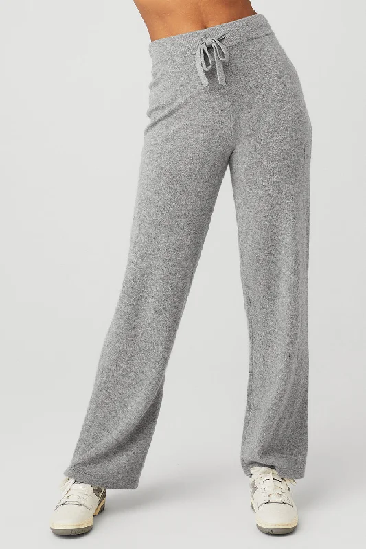 Savings Galore Cashmere High-Waist Jet Set Wide Leg Pant - Dove Grey Heather