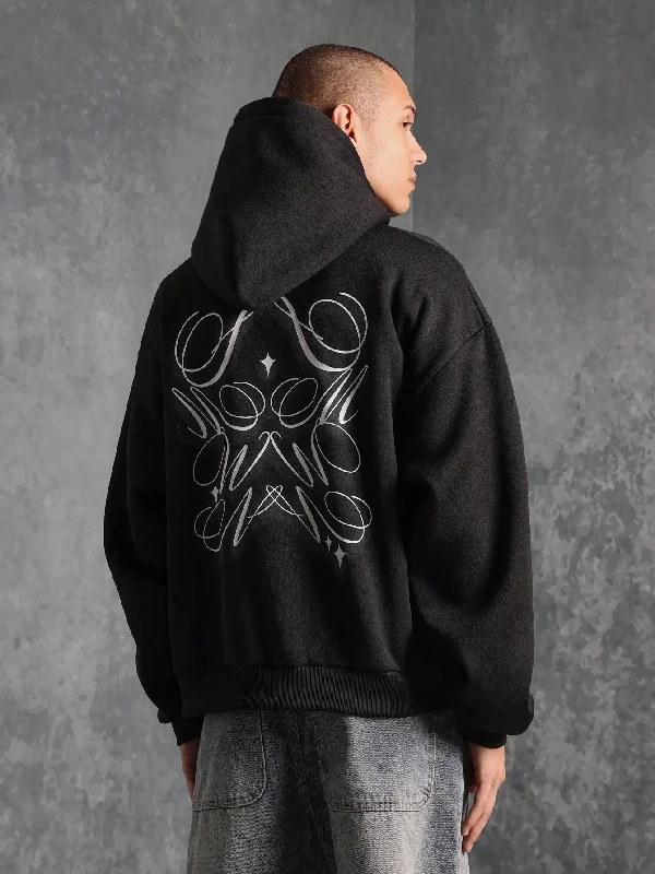 Regular Fit Overhead Hoodie With Blur Graphic Print