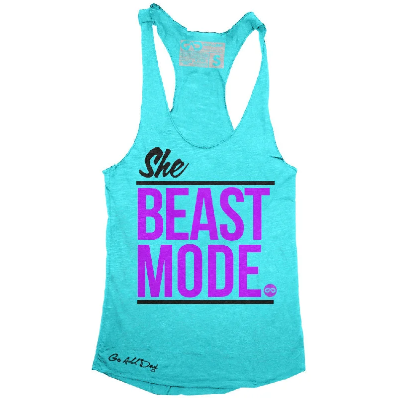 Low Cost "SHE BEAST MODE" Signature Series Racerback Tank (Teal)