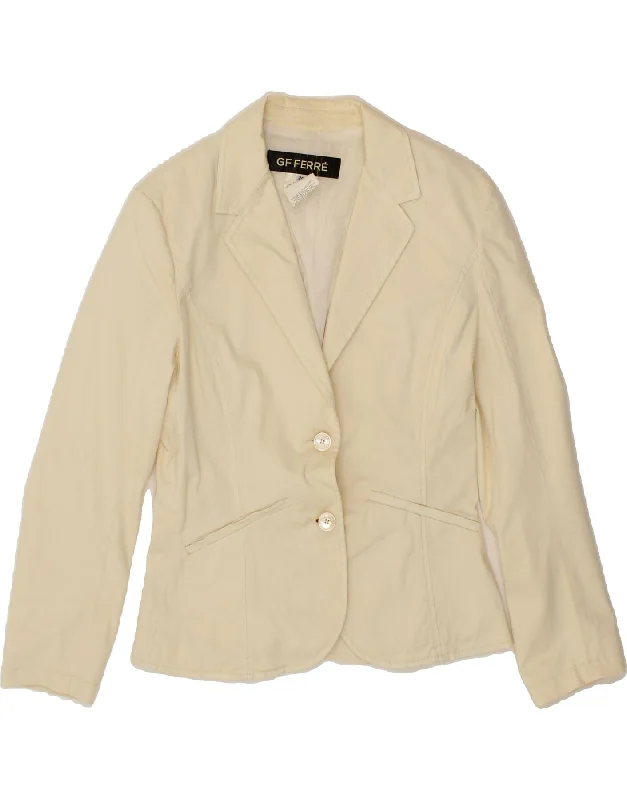 Can't Beat GF FERRE Womens 2 Button Blazer Jacket IT 42 Medium Off White Cotton