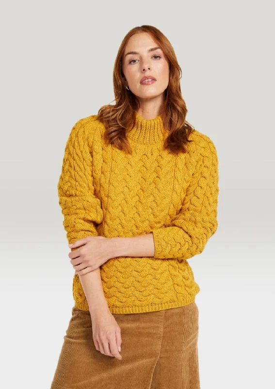 Crazy Deals Aran Crew Neck Sweater | Sunflower